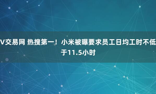 V交易网 热搜第一！小米被曝要求员工日均工时不低于11.5小时